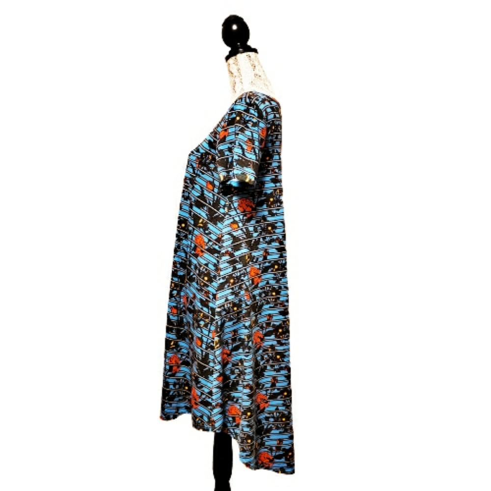 Lularoe Blue Flowered 'Carly' Swing Dress - Picture 3 of 6